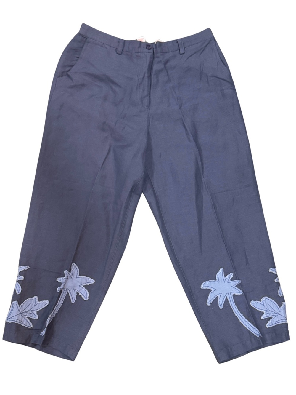 hearts of palm Linen Blend Navy Shorts with Orange Logo Tag
